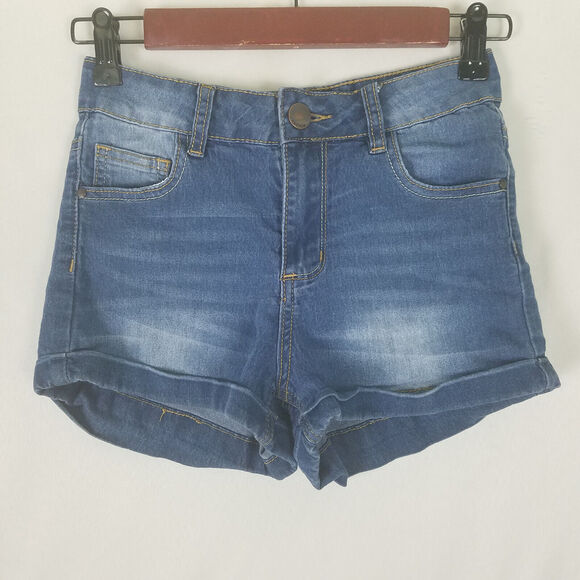 refuge Pants - Refuge Denim Shorts Womens 0 Blue Jean Mid Rise‎ Mom Cuffed Hem Dark Wash
